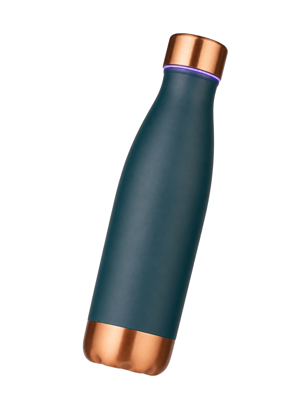 UltraV Bottle™ insulated water bottle with a copper cap and violet UV-C indicator ring